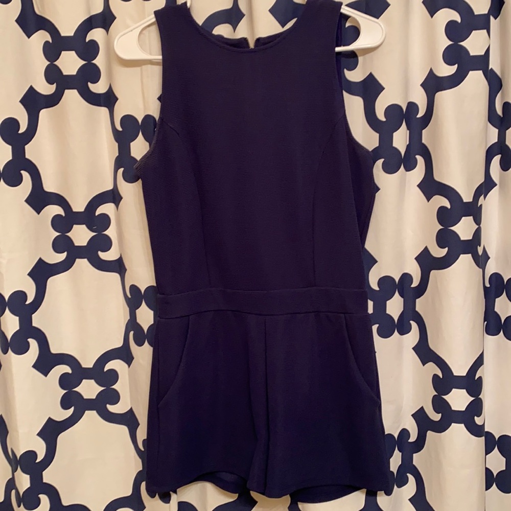 Navy romper with pockets